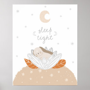 Modern scandi cute sleep tight nursery poster