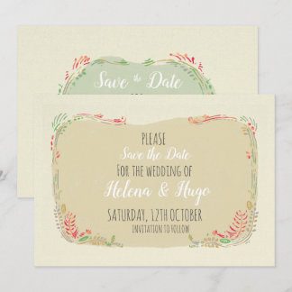 Modern scandi floral wreath Wedding Save The Date