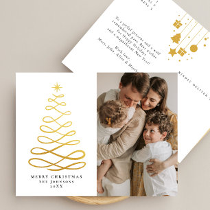 Modern Scandi Gold Christmas Tree Ornaments Photo Holiday Postcard