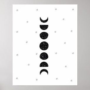 Modern scandi moon phases nursery poster
