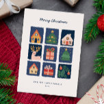 Modern Scandi with Festive Icons Non-Photo Holiday Card<br><div class="desc">This minimalist non-photo card features a playful grid of nine vibrant postmark-style icons — including a pinecone, Christmas tree, reindeer, and gingerbread house — all inspired by classic Nordic holiday charm. The clean layout and cheerful colours bring a fresh, modern twist to traditional Christmas motifs. Perfect for spreading joy with...</div>