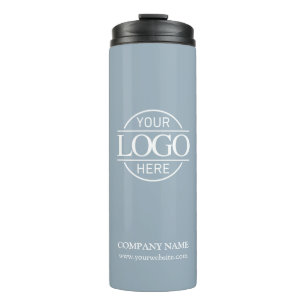 Modern Scandinavian Blue Promotional Business Logo Thermal Tumbler