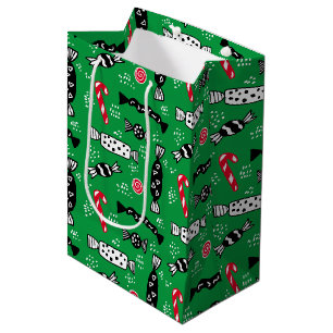 Modern Scandinavian Candy Bonbon Christmas Green Medium Gift Bag