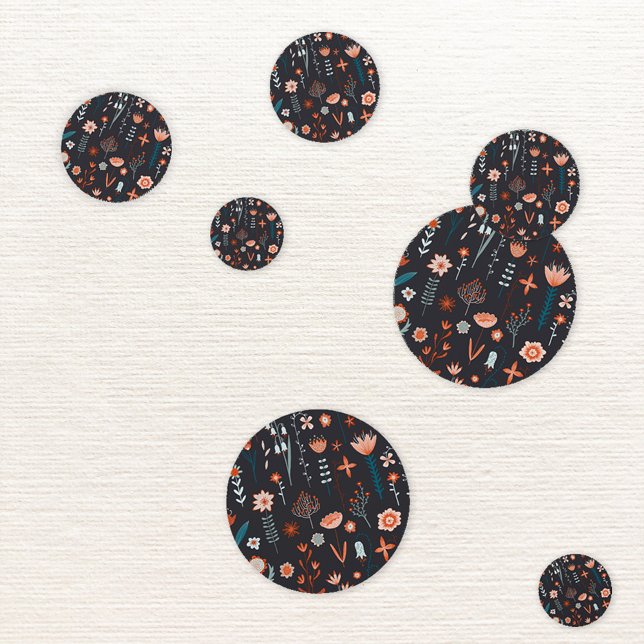 Modern Scandinavian Dark Floral Confetti (Scandinavian dark modern floral confetti)