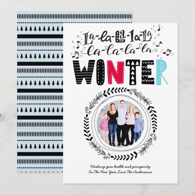 Modern Scandinavian Doodle PHOTO Folk Art Fun Invitation (Front/Back)