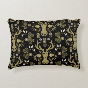Modern Scandinavian Folk Art Deer Accent Pillow