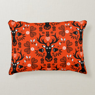 Modern Scandinavian Folk Art Deer Accent Pillow