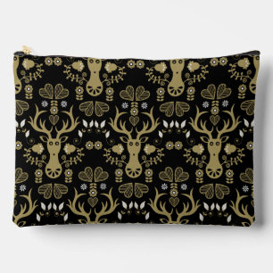 Modern Scandinavian Folk Art Deer Accessory Pouch