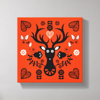 Modern Scandinavian Folk Art Deer