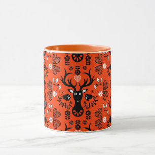 Modern Scandinavian Folk Art Deer Mug