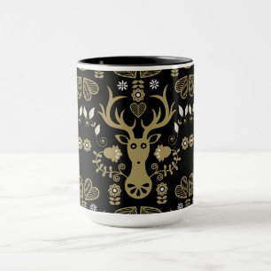 Modern Scandinavian Folk Art Deer Mug