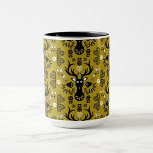 Modern Scandinavian Folk Art Deer Mug