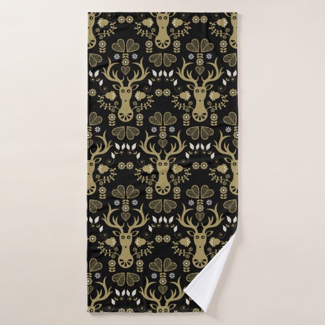 Modern Scandinavian Gold Deer Bath Towel (Bath Towel)