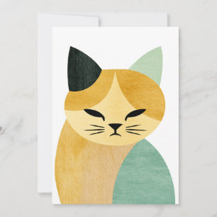 Modern Scandinavian Minimalist Geometric Cat Holiday Card