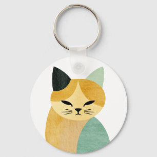 Modern Scandinavian Minimalist Geometric Cat Keychain