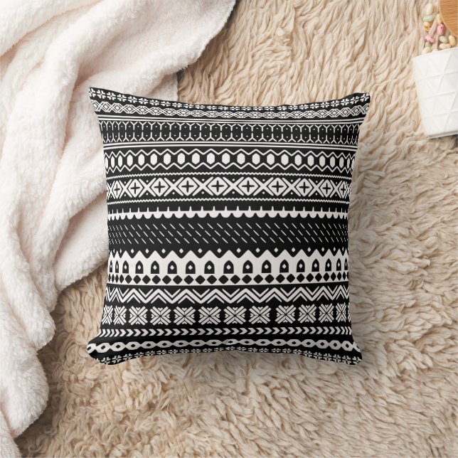 Modern Scandinavian Sweater Print Holiday Throw Pillow (Blanket)
