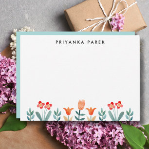 Modern Scandinavian Watercolor Flowers  Card