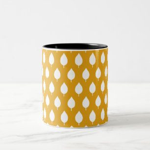Modern Scandinavian White Leaf Seamless Pattern Two-Tone Coffee Mug