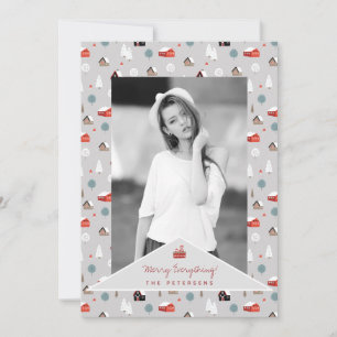 Modern Scandinavian winter pattern holiday photo Card