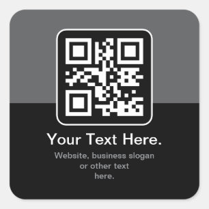 Modern Scannable QR Code   Black Grey & White Square Sticker