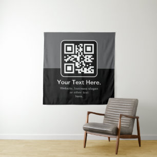 Modern Scannable QR Code   Black Grey & White Tapestry