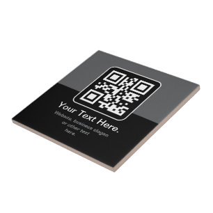Modern Scannable QR Code   Black Grey & White Tile