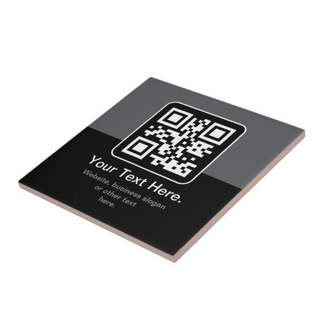 Modern Scannable QR Code | Black Grey & White Tile (Side)