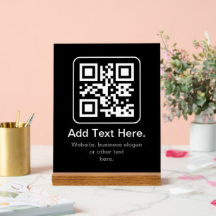 Modern Scannable QR Code Black White & Grey Acrylic Sign