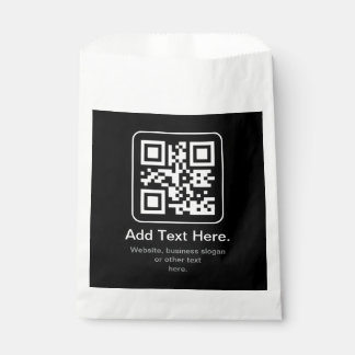 Modern Scannable QR Code | Black White & Grey Favour Bag