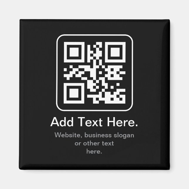 Modern Scannable QR Code | Black White & Grey Magnet (Front)