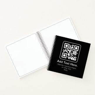 Modern Scannable QR Code | Black White & Grey Notebook
