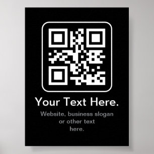 Modern Scannable QR Code Black White & Grey Poster