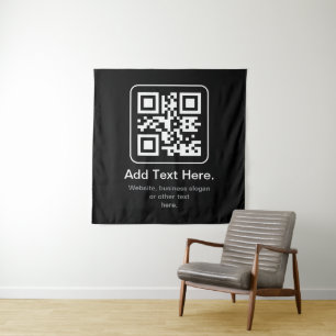 Modern Scannable QR Code   Black White & Grey Tapestry