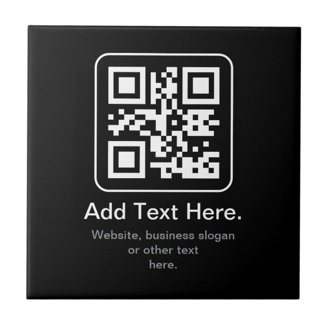 Modern Scannable QR Code | Black White & Grey Tile (Front)