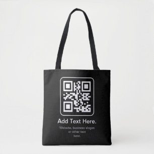 Modern Scannable QR Code   Black White & Grey Tote Bag