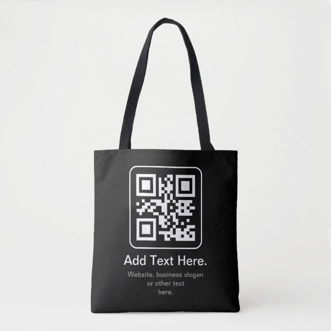 Modern Scannable QR Code | Black White & Grey Tote Bag (Front)