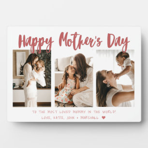 Modern Scarlet Calligraphy 3 Photo Mother’s Day Plaque