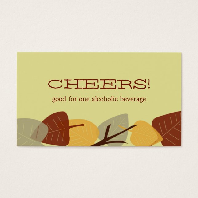 Modern scattered leaves autumn bar drink ticket (Front)