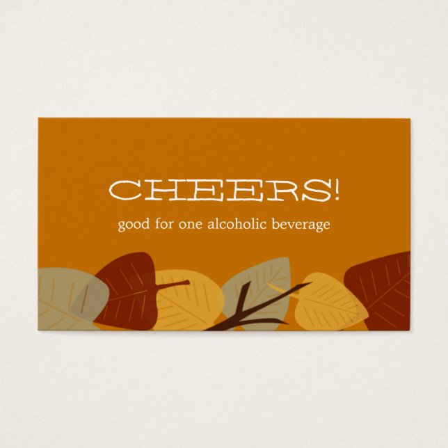 Modern scattered leaves autumn bar drink ticket (Front)