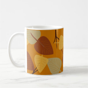 Modern scattered leaves autumn illustration coffee mug
