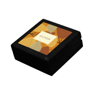 Modern scattered leaves autumn personal trinket gift box