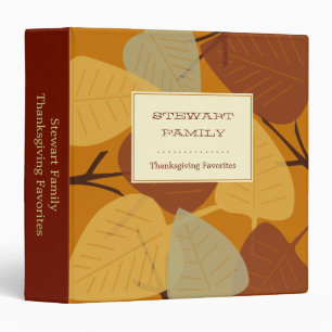 Modern scattered leaves autumn recipe collection binder