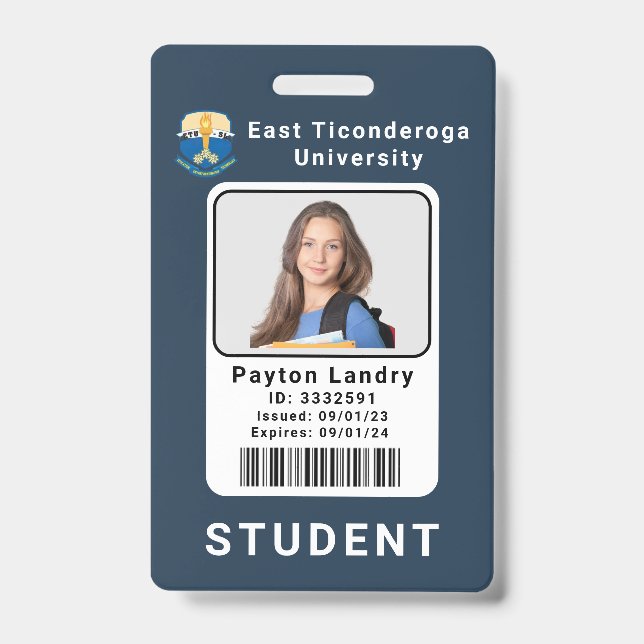 Modern School University Student ID Badge Template (Front)