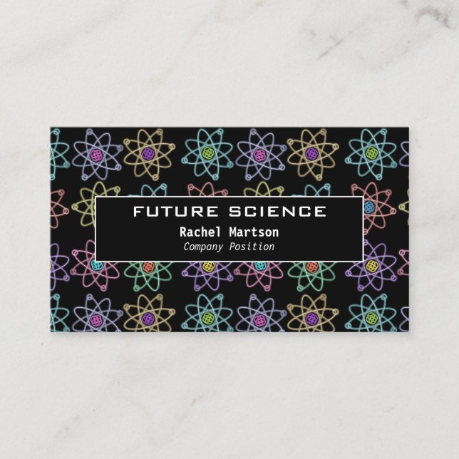 Modern Science Atomic Structure Pattern Business Card (Front)