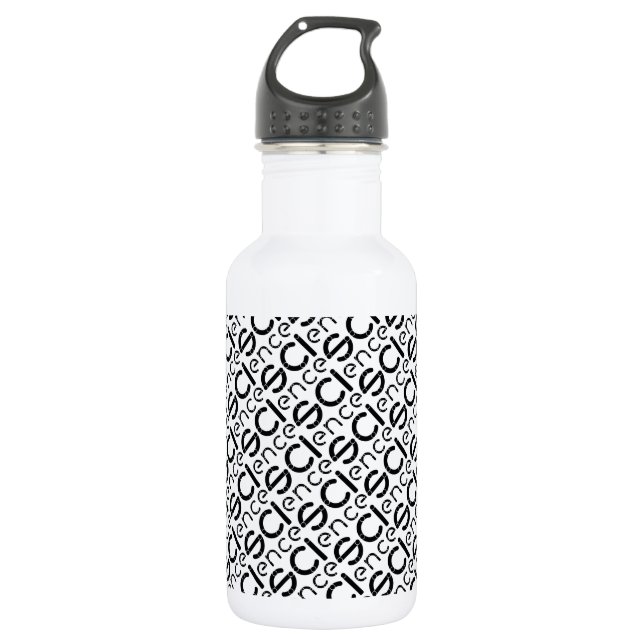Modern Science Black & White Typography Pattern St 532 Ml Water Bottle (Front)