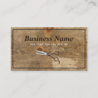 Modern Scissor & Wood Hair Stylist Salon Business Card