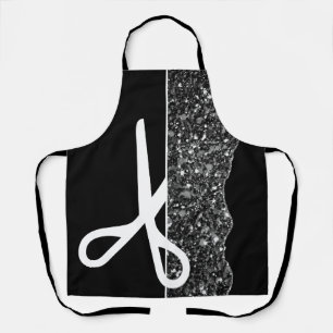 Modern Scissors Hair Stylist Black Apron