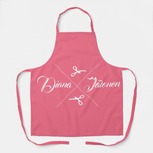 Modern Scissors Hair Stylist Coral Pink Apron