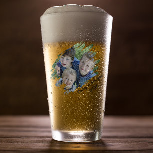 Modern Scratched Effect Photo   Personalized Beer Glass