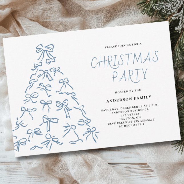 Modern Scribble Bow Christmas Party Invitation (Creator Uploaded)
